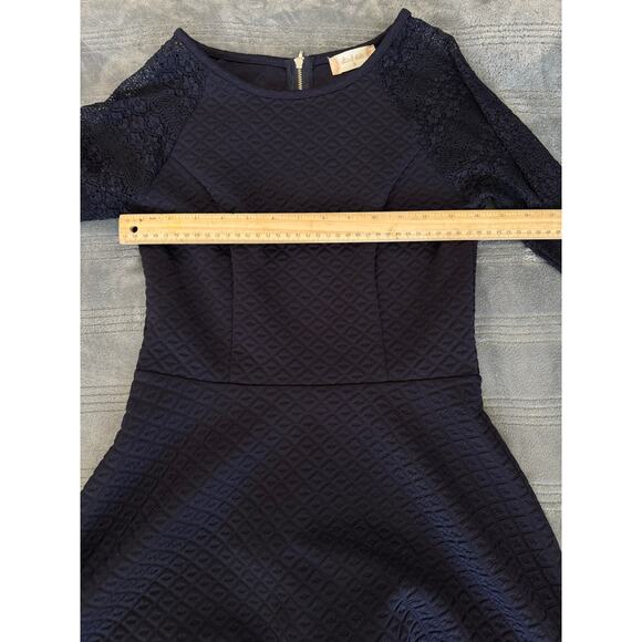 Altar'd State Navy Blue Lace Long Sleeve Fit & Flare Mini Dress Women's Small - Picture 12 of 14